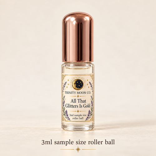 All That Glitters Is Gold — 3ml sample size roller ball, clear glass with rose gold cap
