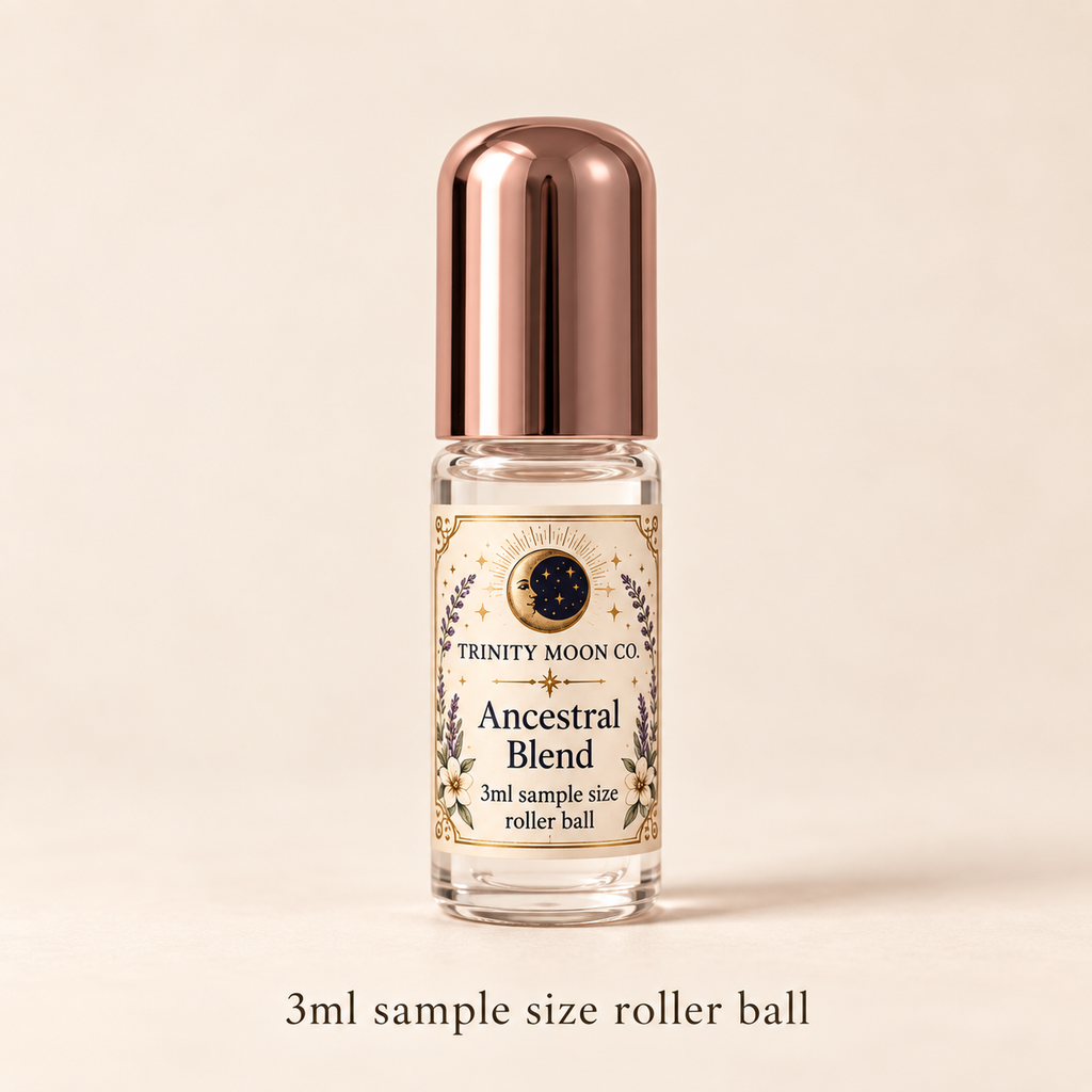 Ancestral Blend — 3ml sample size roller ball, clear glass with rose gold cap