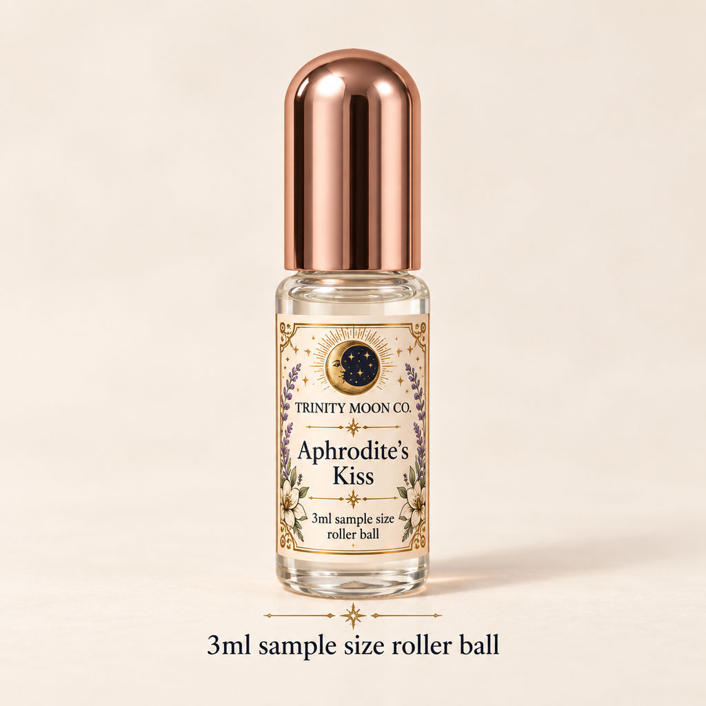 Aphrodite’s Kiss — 3ml sample size roller ball, clear glass with rose gold cap