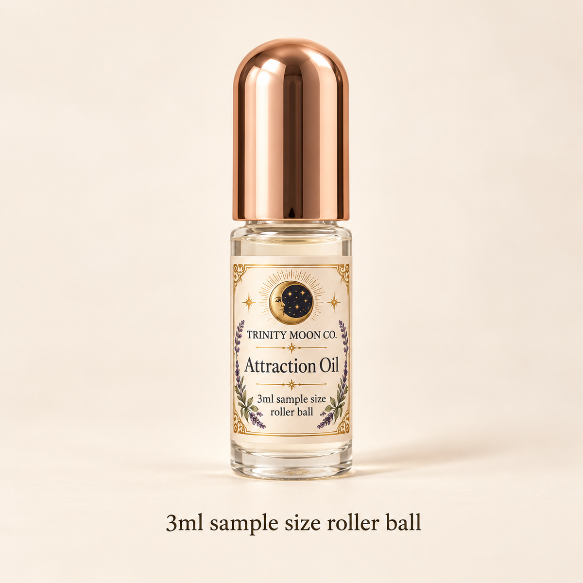 Attraction Oil — 3ml sample size roller ball, clear glass bottle with rose gold cap