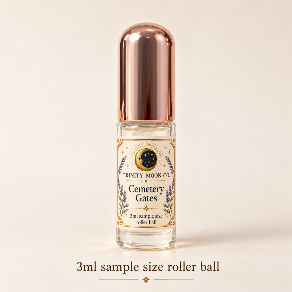 Cemetery Gates — 3ml sample size roller ball, clear glass with rose gold cap