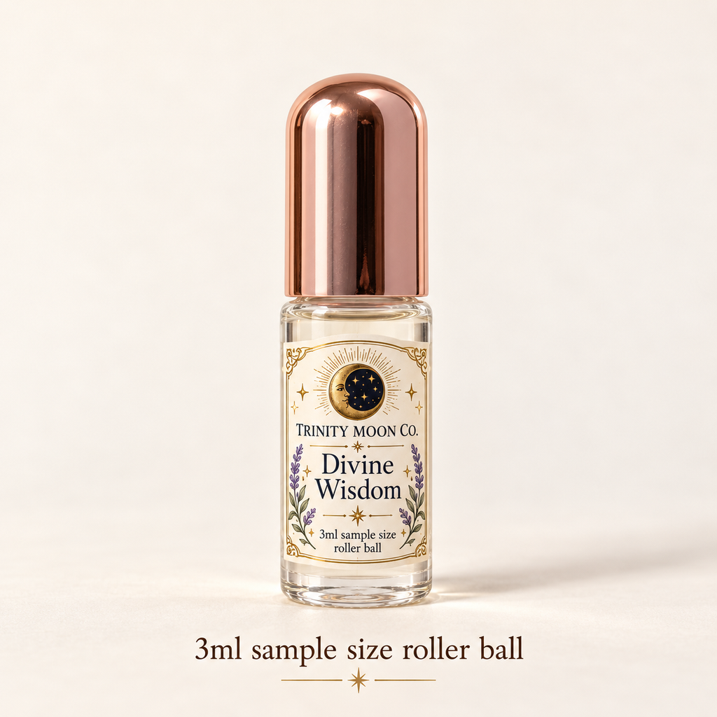 Divine Wisdom — 3ml sample size roller ball, clear glass with rose gold cap