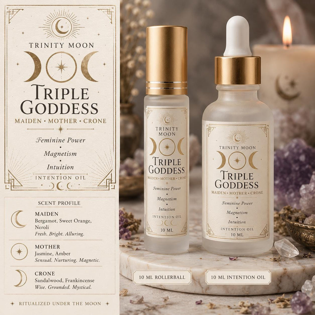 Triple Goddess Intention Oil | Maiden Mother Crone | Feminine Power, Magnetism & Intuition | 10 mL
