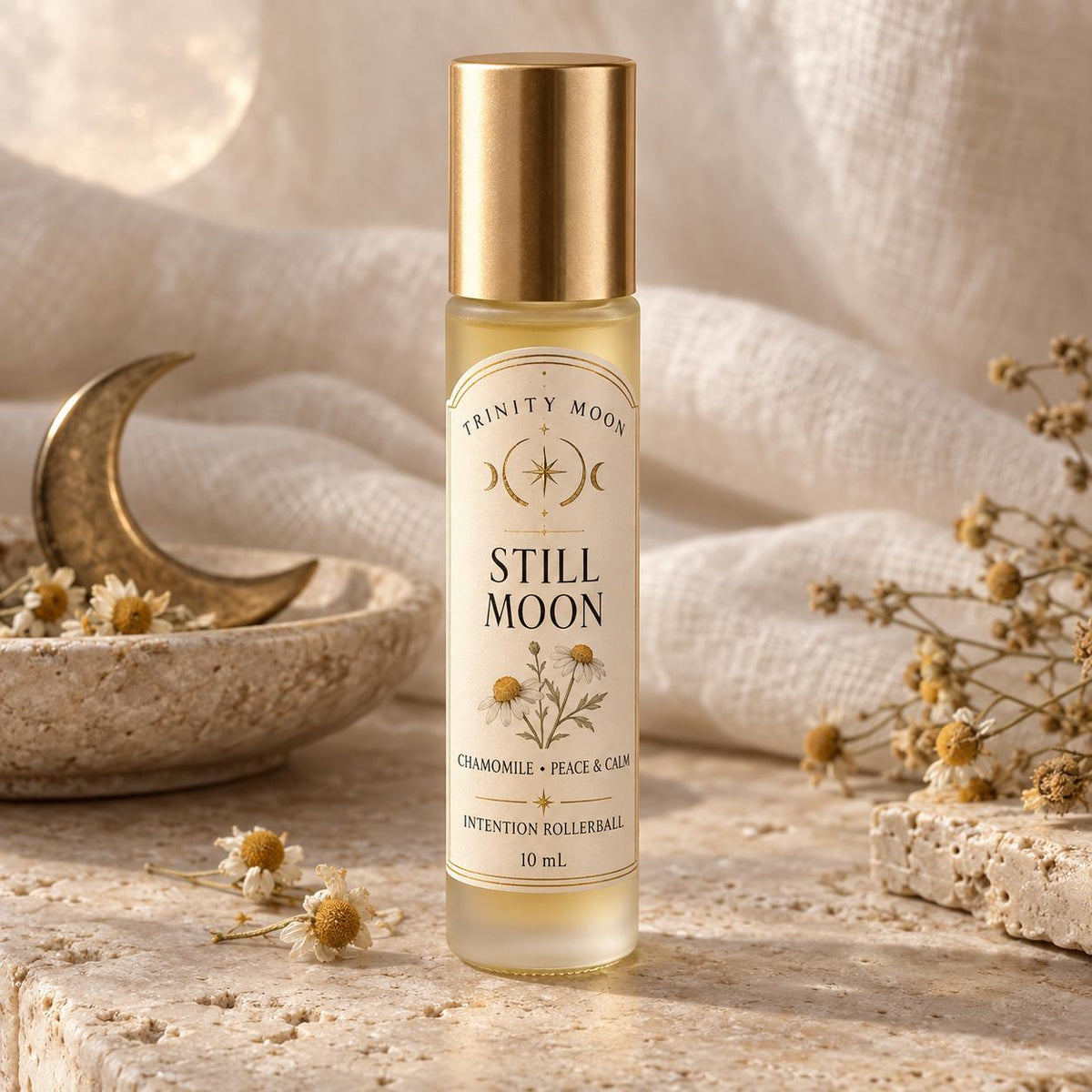 Still Moon Chamomile Rollerball | Peace and Calm Intention Oil | Lavender Sandalwood | 10 mL