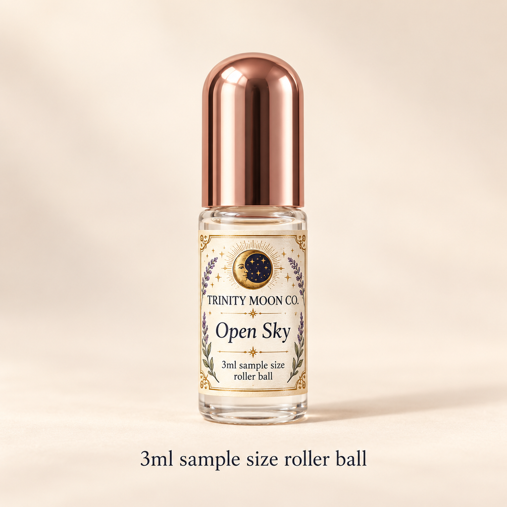 Open Sky — 3ml sample size roller ball, clear glass with rose gold cap
