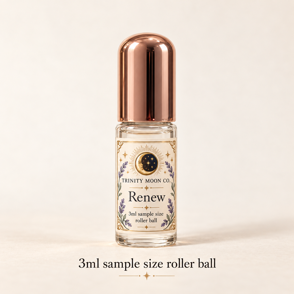 Renew — 3ml sample size roller ball, clear glass with rose gold cap