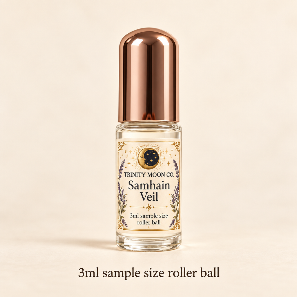 Samhain Veil — 3ml sample size roller ball, clear glass with rose gold cap