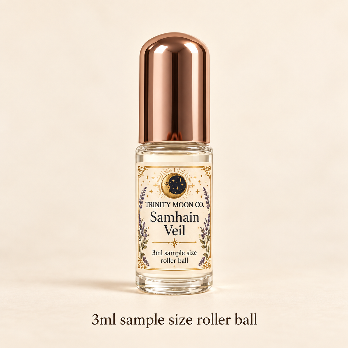 Samhain Veil — 3ml sample size roller ball, clear glass with rose gold cap