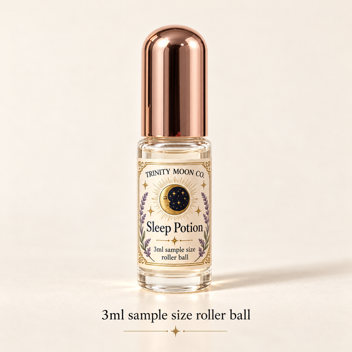 Sleep Potion — 3ml sample size roller ball, clear glass with rose gold cap