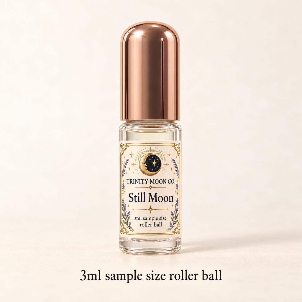 Still Moon — 3ml sample size roller ball, clear glass with rose gold cap