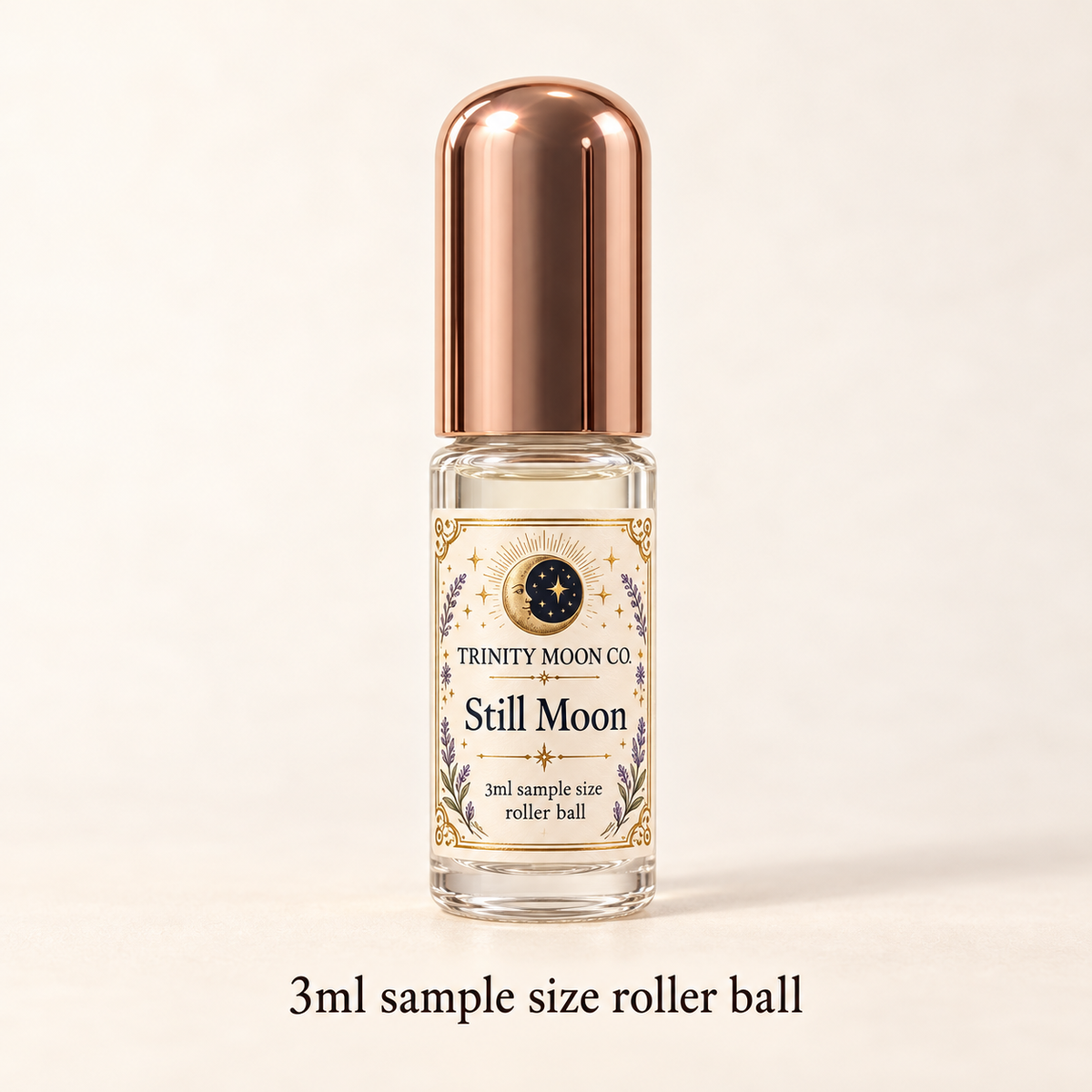 Still Moon — 3ml sample size roller ball, clear glass with rose gold cap