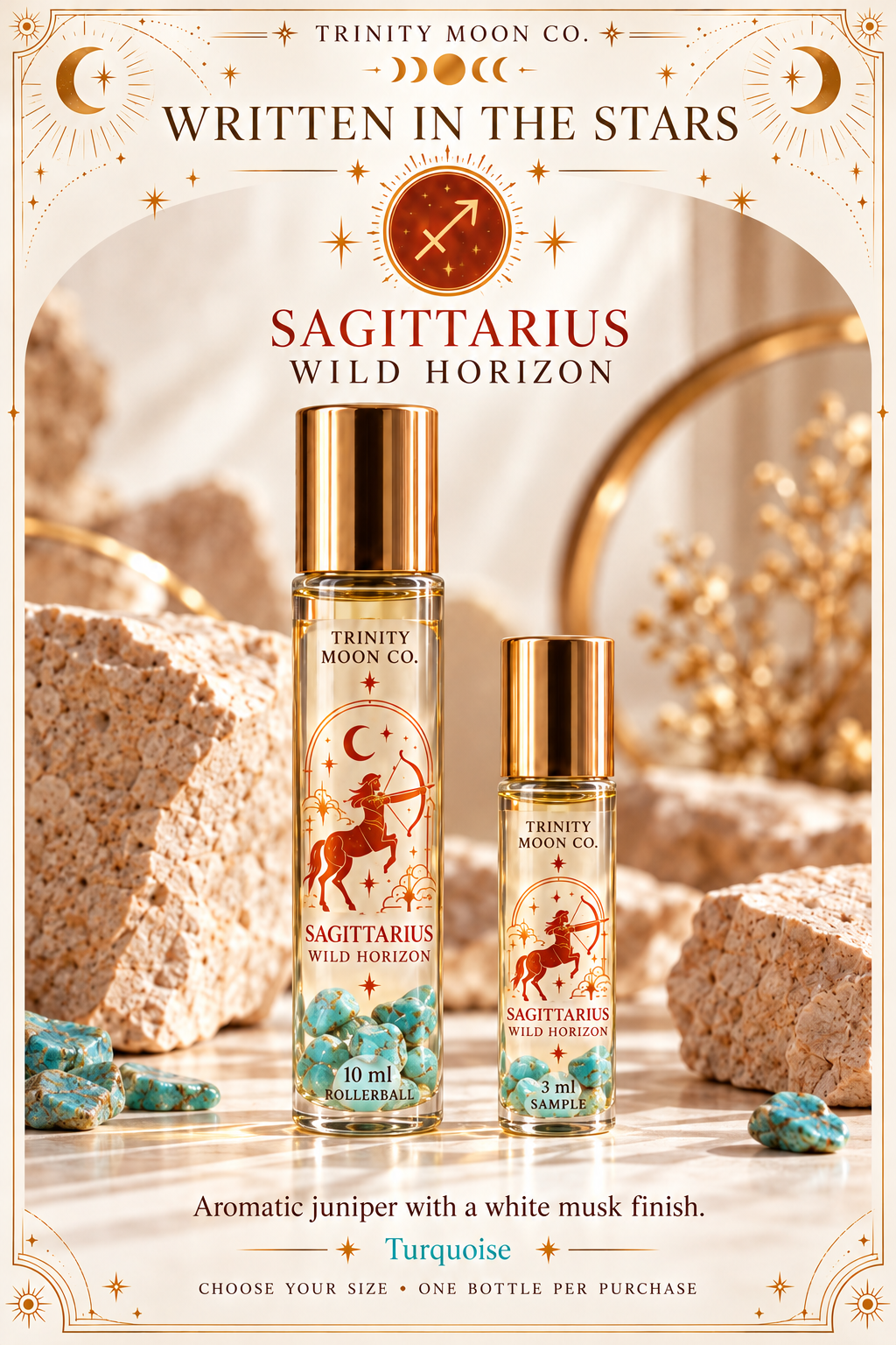 Sagittarius — Wild Horizon | Zodiac Perfume Oil — 10 ml and 3 ml size options; one bottle per purchase