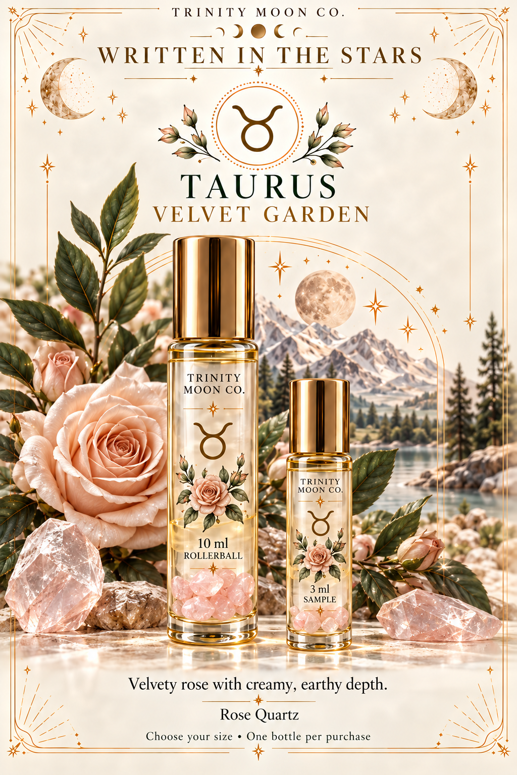 Taurus — Velvet Garden | Zodiac Perfume Oil — 10 ml and 3 ml size options; one bottle per purchase