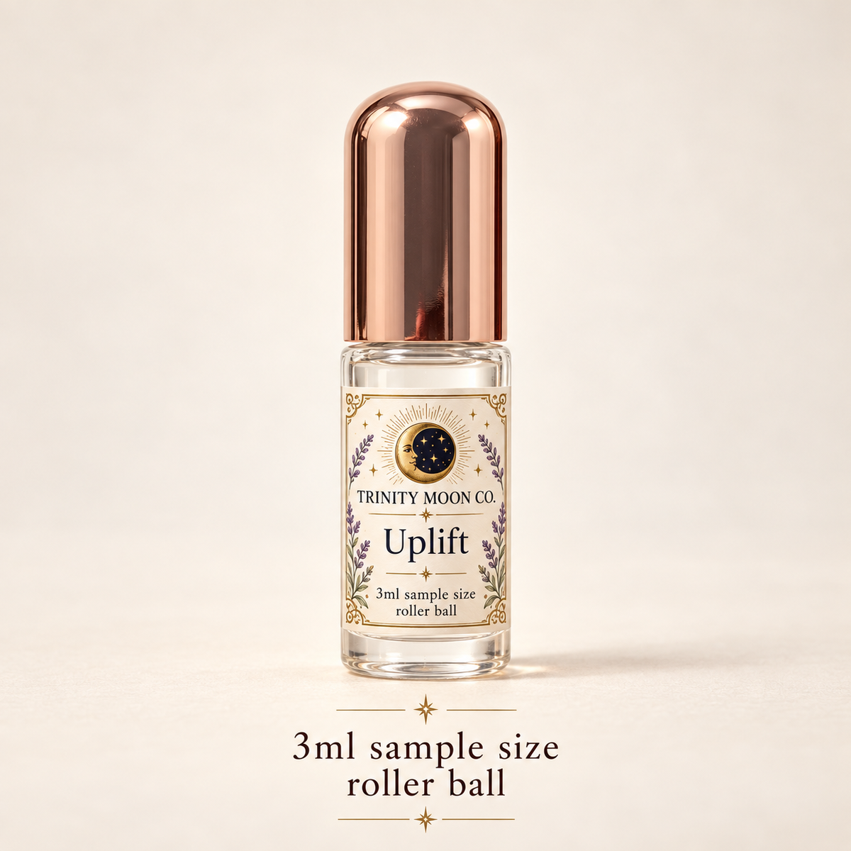 Uplift — 3ml sample size roller ball, clear glass with rose gold cap